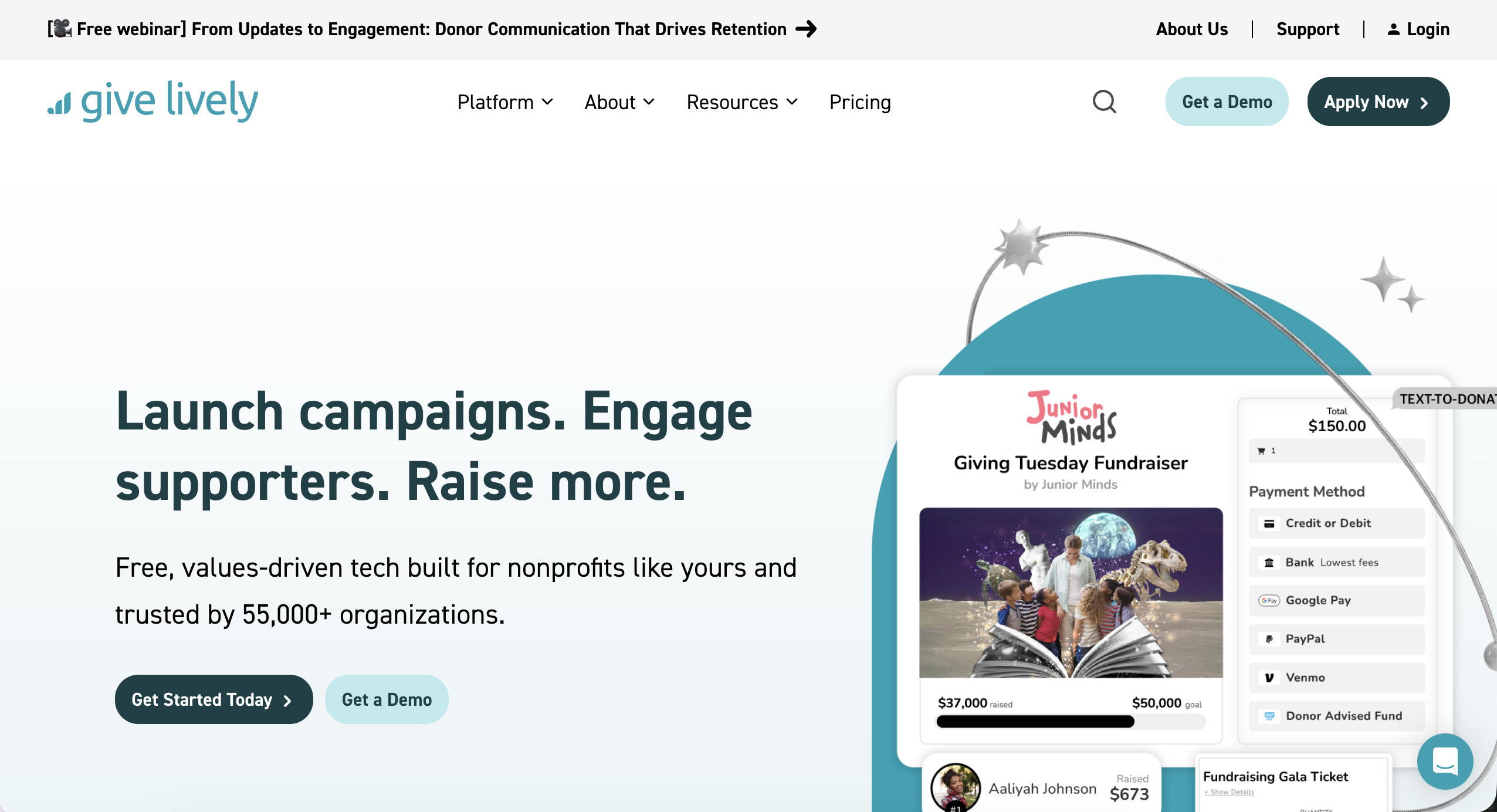 Give Lively is a free fundraising platform for nonprofits