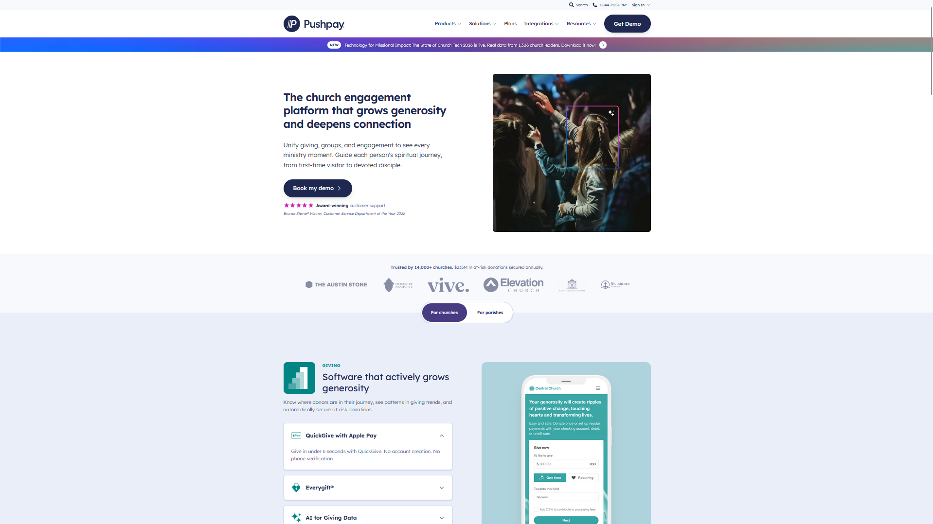 Pushpay is a text-to-donate platform built