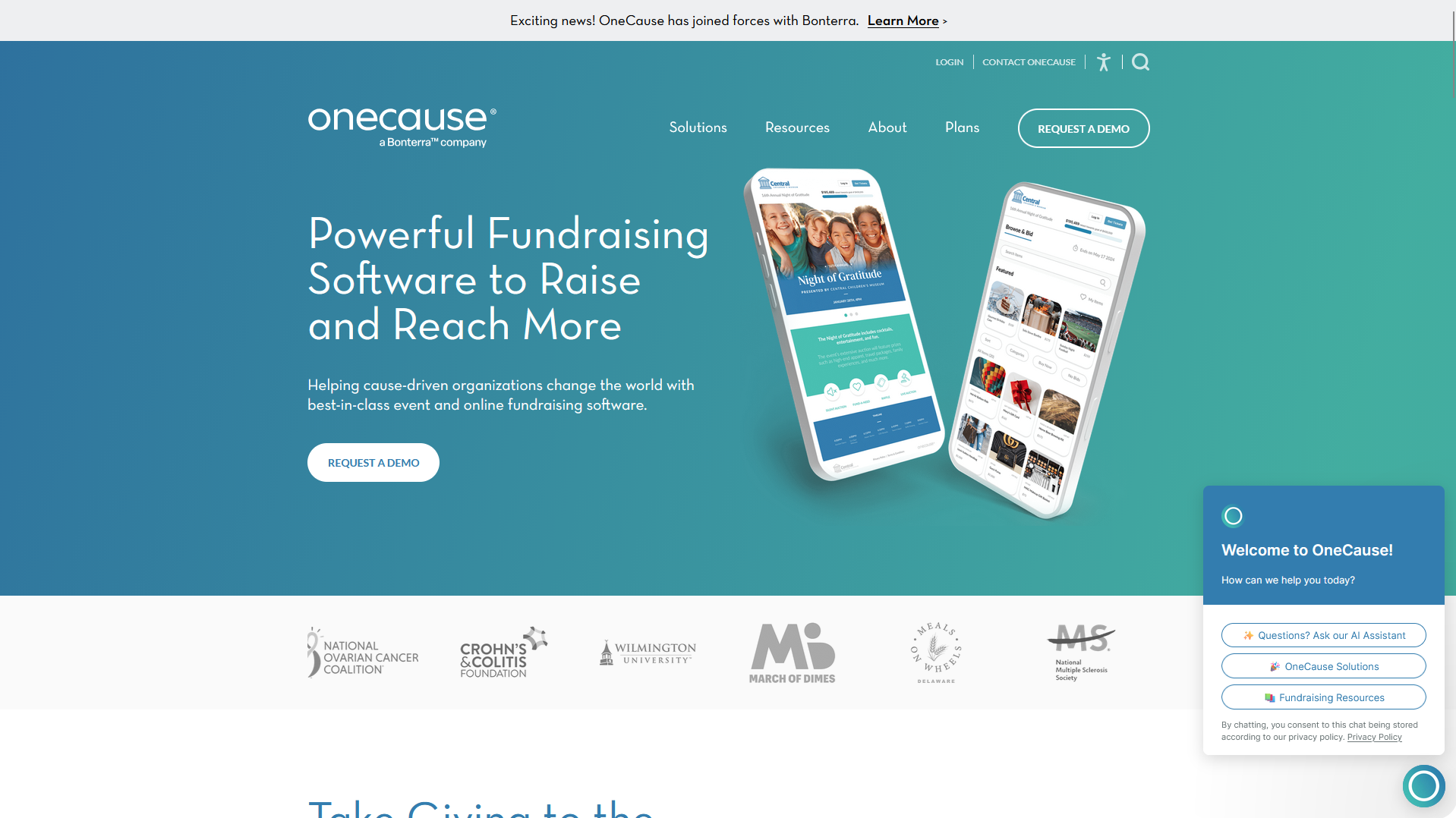 OneCause has a solution called Text2Give, a text-to-give platform where donors text a custom keyword