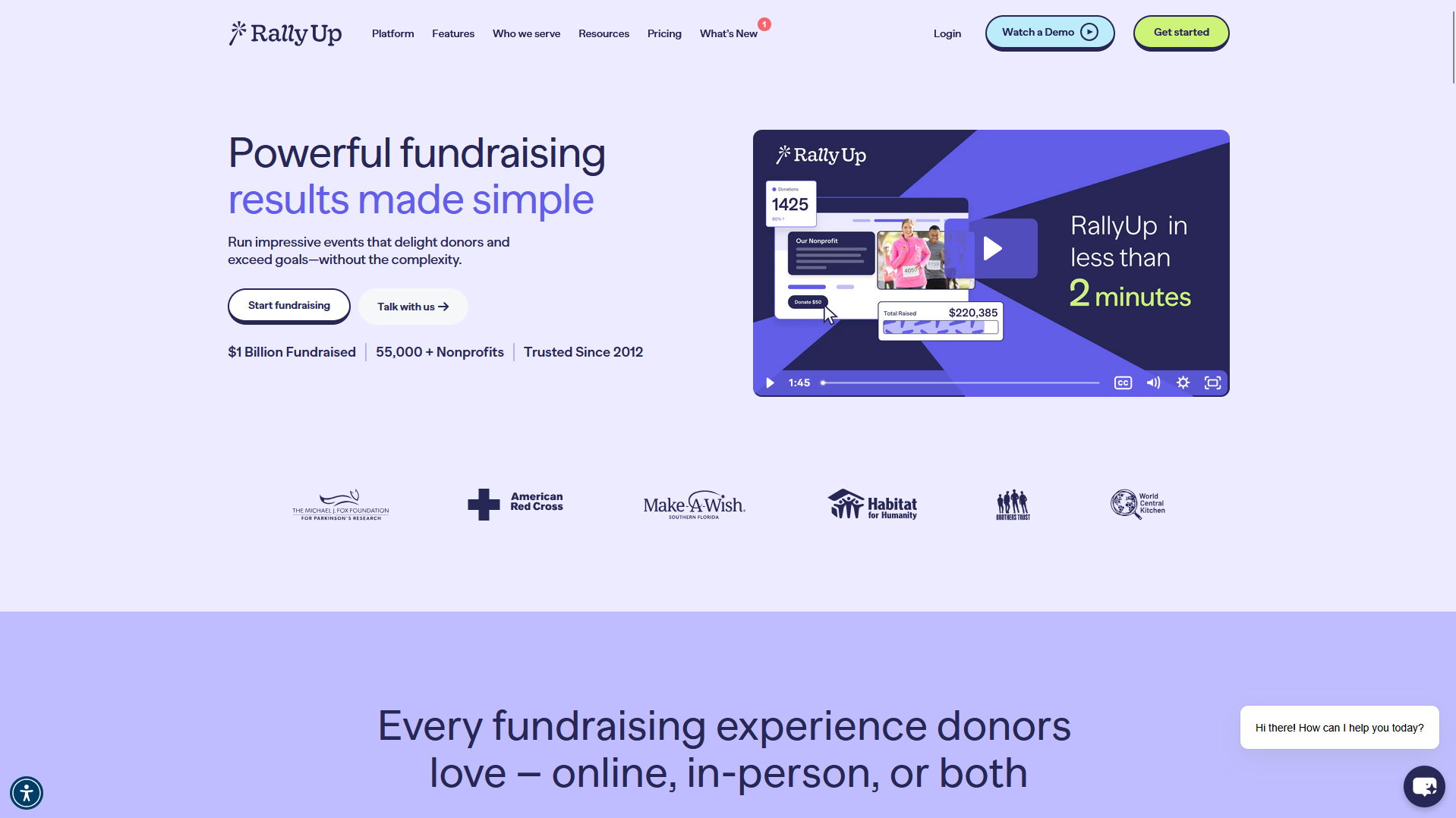 RallyUp is fundraising software for nonprofits that run several fundraising types