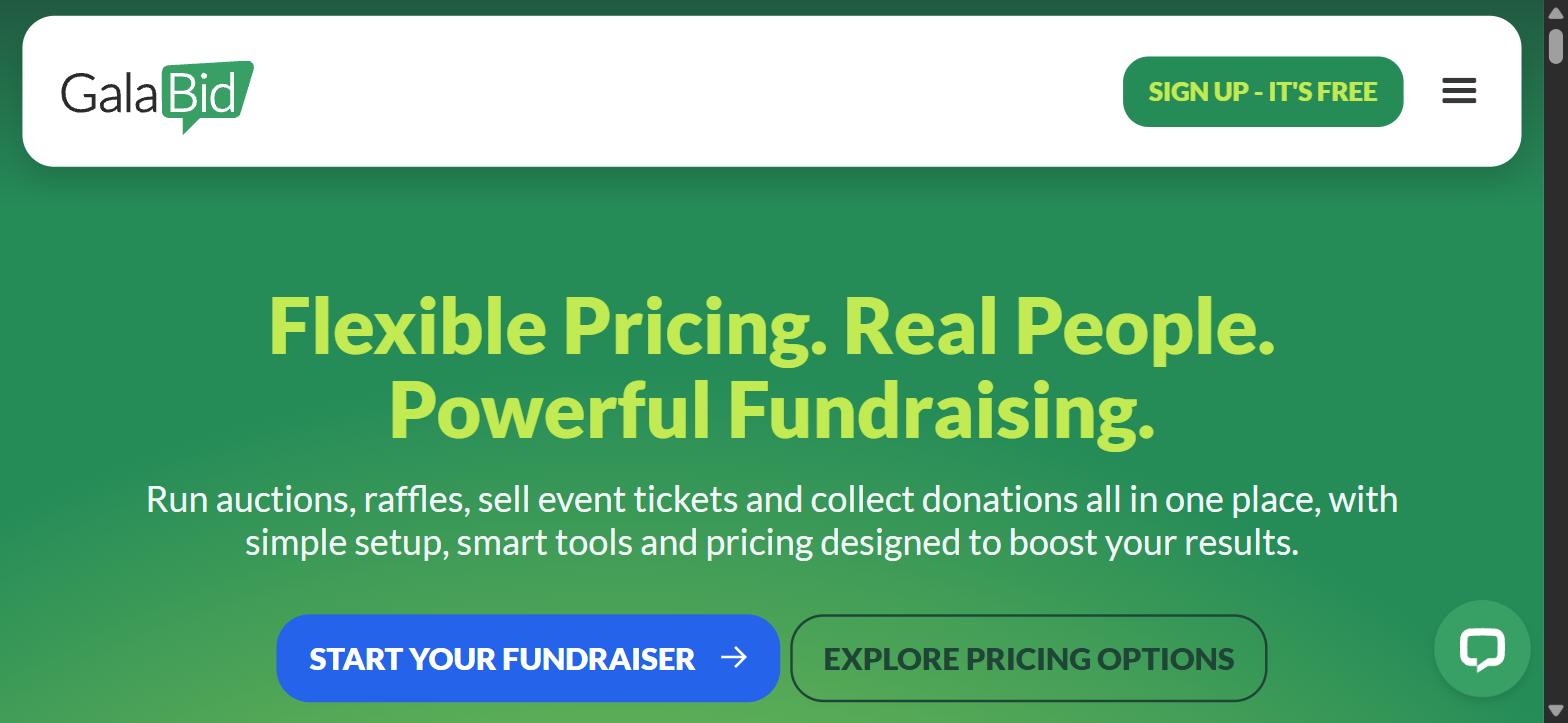 GalaBid homepage