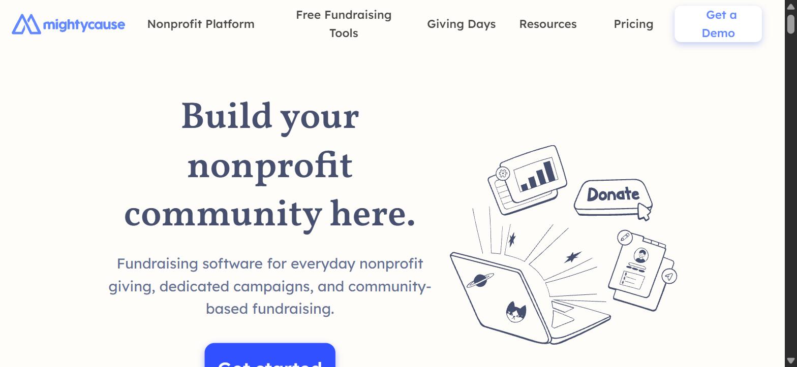 Mightycause homepage
